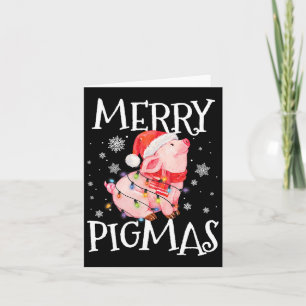 Merry Pigmas Funny Pig Christmas Lights Tree Xmas  Card