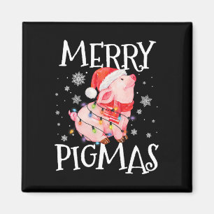 Merry Pigmas Funny Pig Christmas Lights Tree Xmas  Magnet