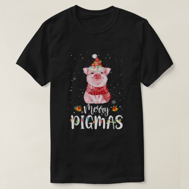 Merry Pigmas Funny Pig Christmas Pajama For Pig Lo T-Shirt (Design Front)