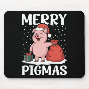 Merry Pigmas Funny Pig Christmas Santa Pig Xmas Fa Mouse Mat