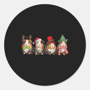 Merry Pigmas Funny Santa Guinea Pig Squad Christma Classic Round Sticker