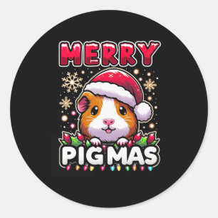 Merry Pigmas Funny Xmas Christmas Guinea Pig Lover Classic Round Sticker