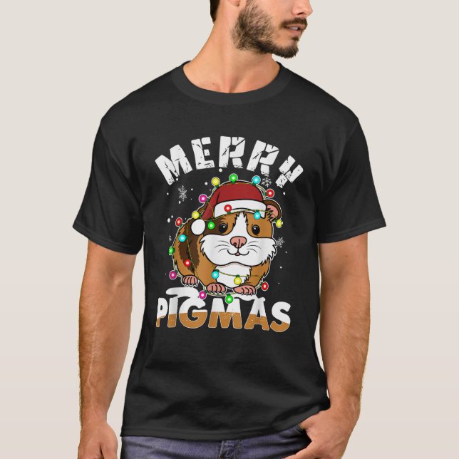 Merry Pigmas Funny Xmas Christmas Guinea Pig Lover T-Shirt (Front)
