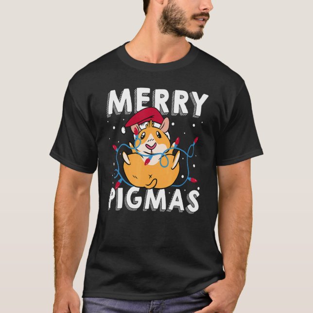 Merry Pigmas Graphic Guinea Pig Owner Pet Cavy Ani T-Shirt (Front)