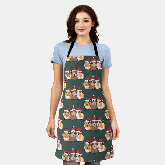 Merry Pigmas Guinea Pig Christmas Animal Lover  Apron (Worn)