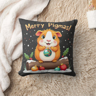 Merry Pigmas Guinea Pig Christmas Santa Cushion