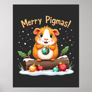 Merry Pigmas Guinea Pig Christmas Santa Poster