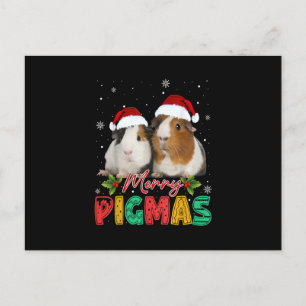 Merry Pigmas Guinea Pig with Santa Hat Xmas Funny Postcard