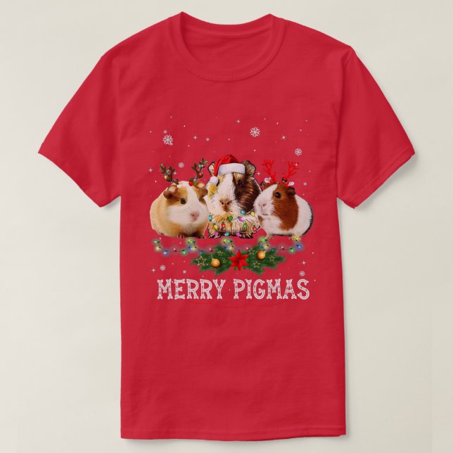 Merry Pigmas Merry Christmas Funny Guinea Pig Antl T-Shirt (Design Front)