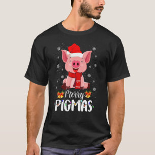 Merry Pigmas Pig Christmas Santa Hat  Xmas Light F T-Shirt
