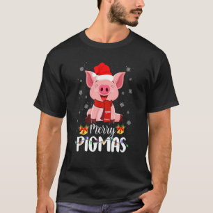Merry Pigmas Pig Christmas Santa Hat  Xmas Light F T-Shirt