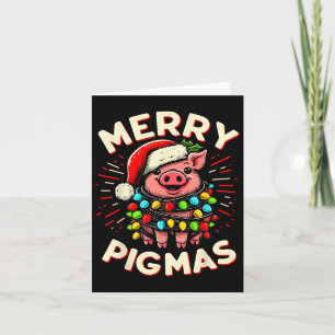 Merry Pigmas Pig Christmas Santa Pig Xmas Lights F Card