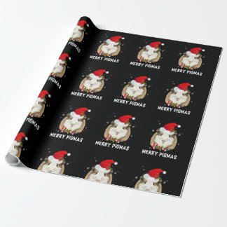 Merry Pigmas Santa Hat Guinea Pig Christmas Pajama Wrapping Paper