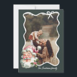 Merry Pink Christmas Santa retro Photo Holiday Card<br><div class="desc">Vintage Pink Holiday Card featuring a watercolor smiling Santa with your custom photo. Edit your custom wishes on the back of the card.</div>