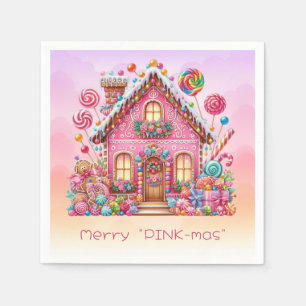 Merry "PINK-mas" Christmas Candy House Napkin