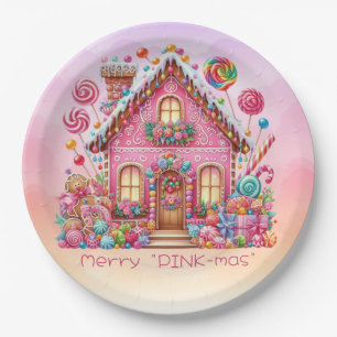 Merry "PINK-mas" Christmas Candy House Paper Plate
