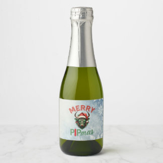 Merry PIPmas Trading Bull Christmas Design – Funny Sparkling Wine Label