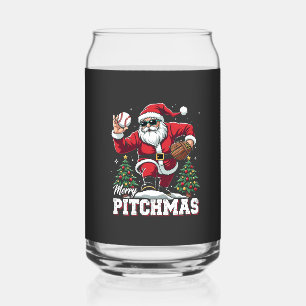 Merry Pitchmas Christmas Santa Baseball Lover  Can Glass