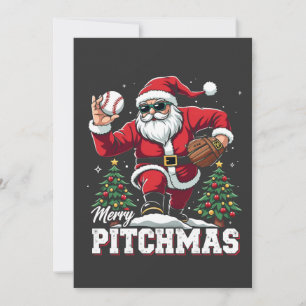 Merry Pitchmas Christmas Santa Baseball Lover Invitation