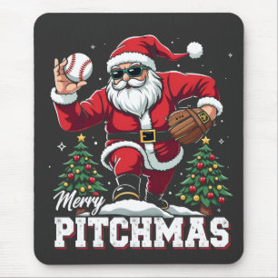 Merry Pitchmas Christmas Santa Baseball Lover Mouse Mat