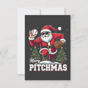 Merry Pitchmas Christmas Santa Baseball Lover Thank You Card