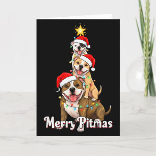 Merry Pitmas Pitbull Christmas Theme For Festive D Card