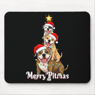 Merry Pitmas Pitbull Christmas Theme For Festive D Mouse Mat