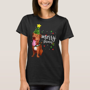 Merry Pitmas Pitbull Christmas Tree T-Shirt