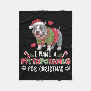 Merry Pitmas Pitbull Dog I Love My Pittopotamus Ch Fleece Blanket