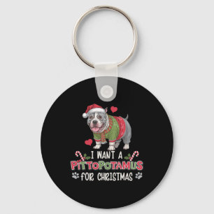 Merry Pitmas Pitbull Dog I Love My Pittopotamus Ch Key Ring