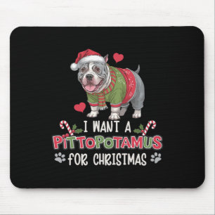 Merry Pitmas Pitbull Dog I Love My Pittopotamus Ch Mouse Mat