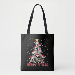 Merry Pitmas Pitbull Dog Tree Ugly Christmas Tote Bag