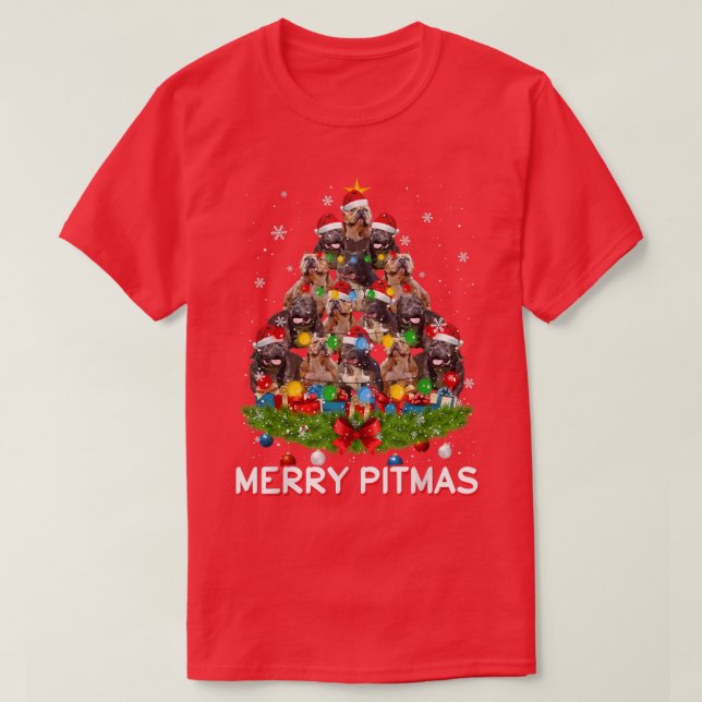 Merry Pitmas Pitbull Dog Ugly Christmas Sweater Tr (Design Front)