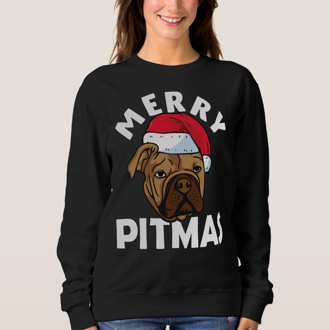 Merry Pitmas Pitbull Dog Ugly Christmas Sweater Tr (Front)