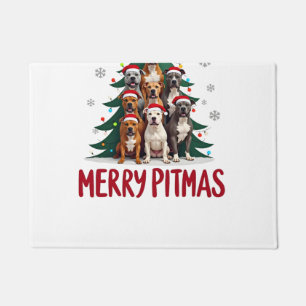 Merry Pitmas Pitbull Dog Ugly Christmas Sweater Tr Doormat