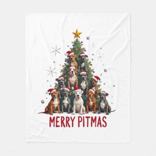 Merry Pitmas Pitbull Dog Ugly Christmas Sweater Tr Fleece Blanket