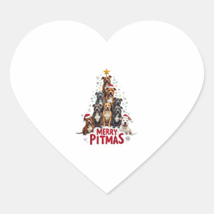 Merry Pitmas Pitbull Dog Ugly Christmas Sweater Tr Heart Sticker