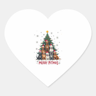Merry Pitmas Pitbull Dog Ugly Christmas Sweater Tr Heart Sticker