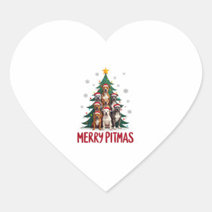 Merry Pitmas Pitbull Dog Ugly Christmas Sweater Tr Heart Sticker