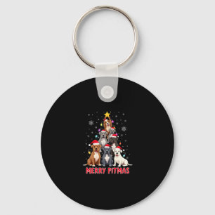 Merry Pitmas Pitbull Dog Ugly Christmas Sweater Tr Key Ring