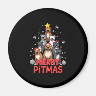 Merry Pitmas Pitbull Dog Ugly Christmas Sweater Tr Magnet