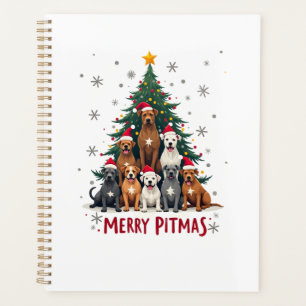 Merry Pitmas Pitbull Dog Ugly Christmas Sweater Tr Planner