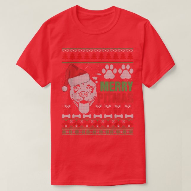 Merry Pitmas Pitbull Dog Ugly Sweater Christmas Th (Design Front)