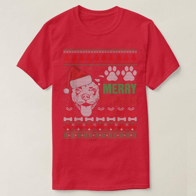 Merry Pitmas Pitbull Dog Ugly Sweater Christmas Th (Design Front)