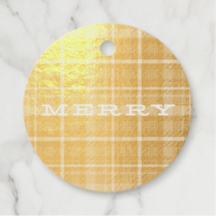 Merry Plaid Christmas Foil Favour Tags