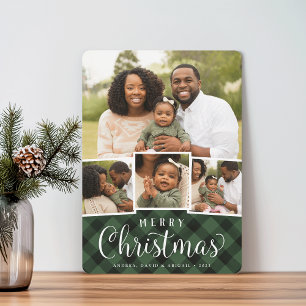 Merry Plaid   Holiday Photo Collage Card