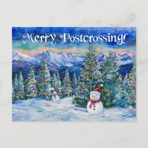 Merry Postcrossing Snowman - Postcard
