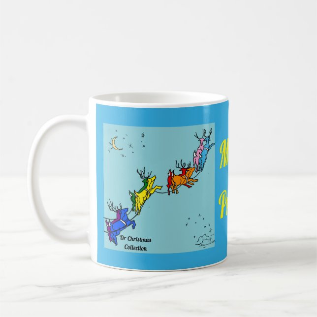 Merry Pride Santa's Reindeer Coffee Mug (Left)