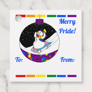 Merry Pride Snowman Favour Tags