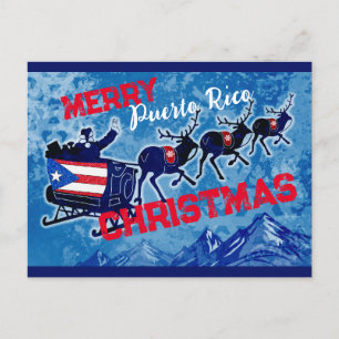 Merry Puerto Rico flag Christmas postcard